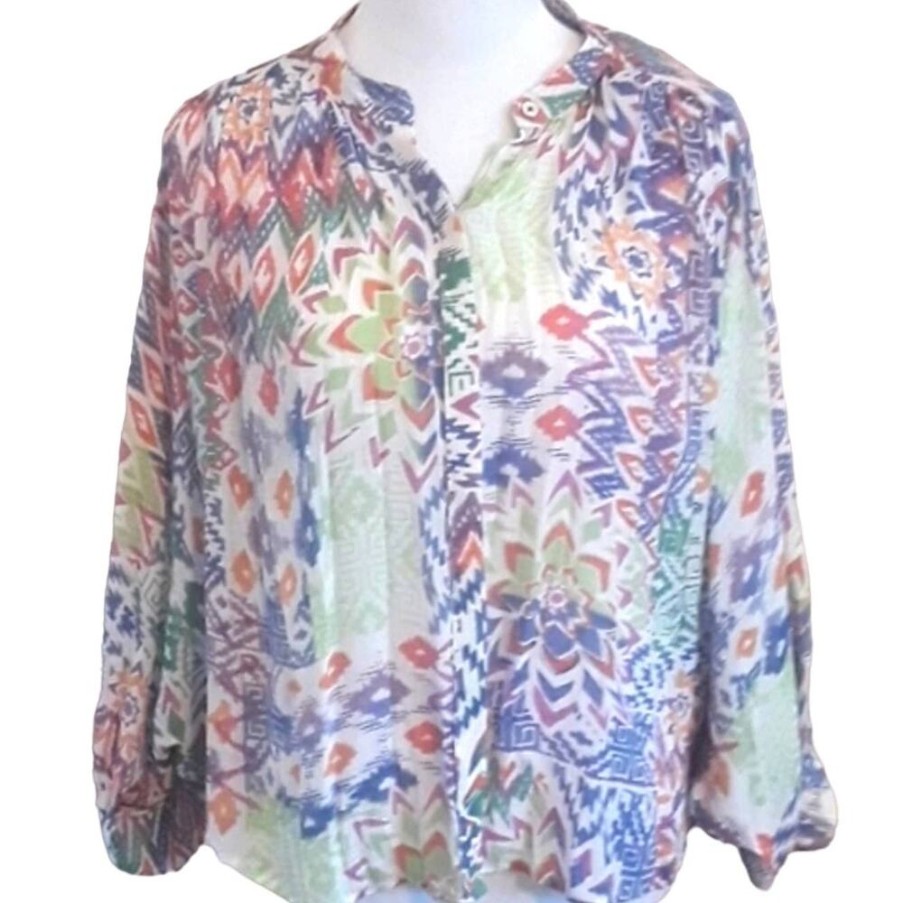 Maeve Bryanna Sz M Fairy Flowy Artsy Sheer Pastel Lightweight Oversized Boxy Top